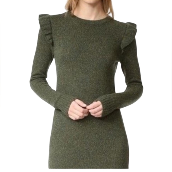 Club Monaco Dresses & Skirts - Club Monaco Dress EUC Long Sleeve Knit Silk/Wool Green Midi Size Medium